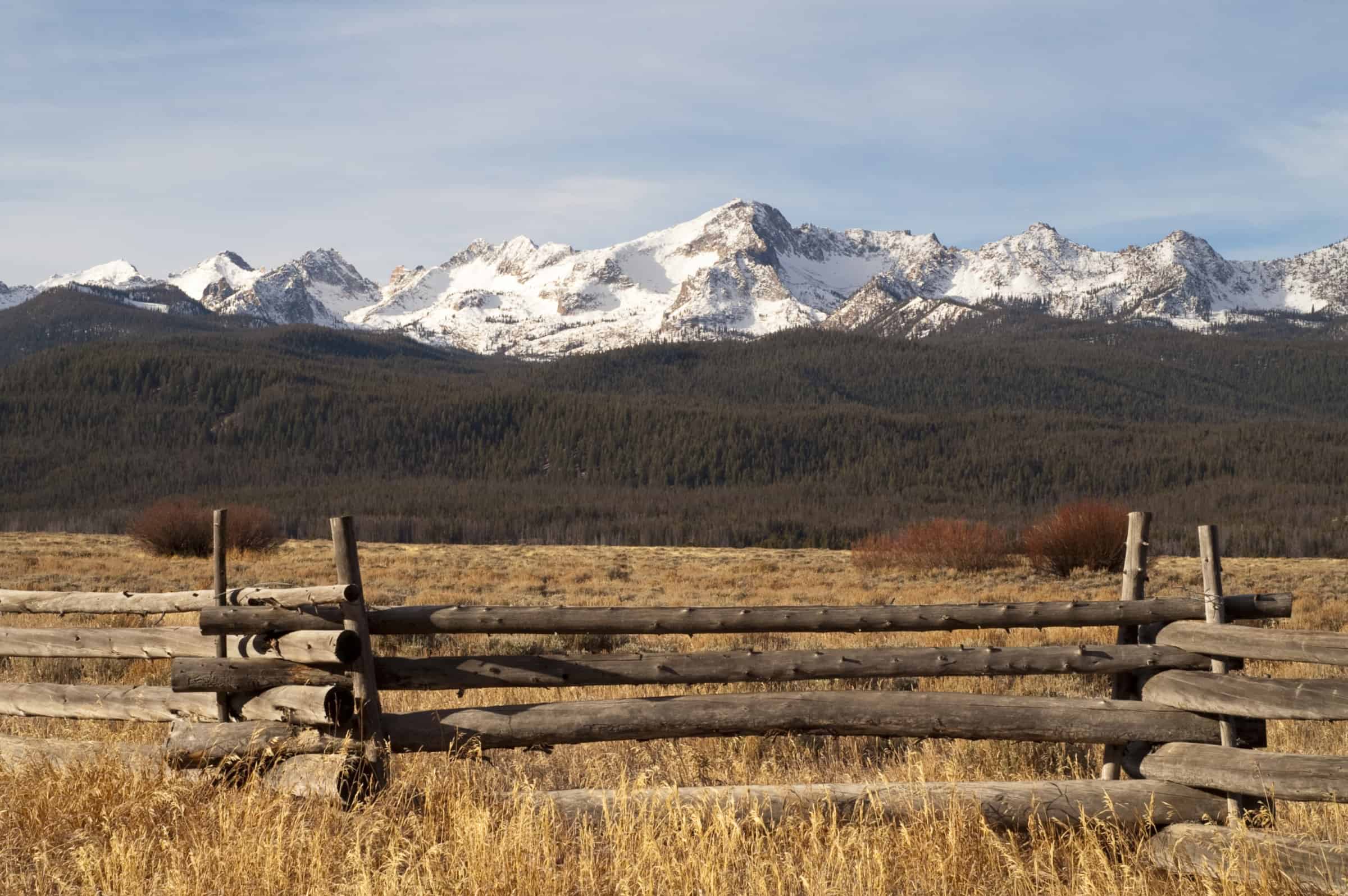Ranch Range Fence Sun Valley Idaho Sawtooth Mountain Range