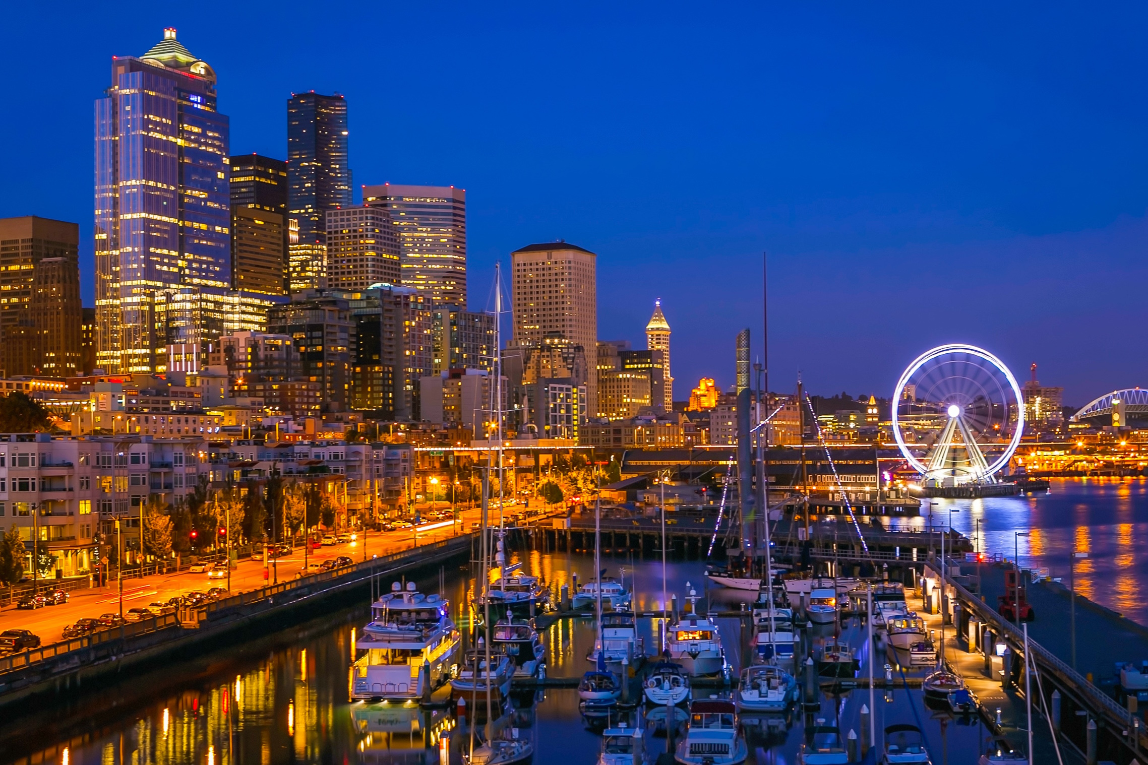 Seattle Waterfront After Sunset